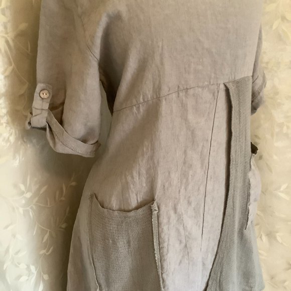 Contessa Teresa Women's 100% Linen Maxi Tunic Dress Size S Gypsy Boho (NEW) - Picture 6 of 14